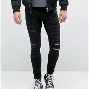 Mens Ripped Black Jeans